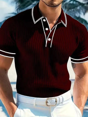 Threebooy New Spring And Autumn Men's Striped short Sleeve Polo Shirt Slim Fit Collar Multi Color Business And Leisure Versatile Men's Top