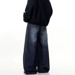 Threebooy Autumn New Retro Curved Knife Jeans Fashionable Men'S Jeans Casual Wide Leg Pants Loose Straight Leg Pants Pants