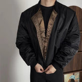 Threebooy Mens Fashion Silhouette Retro Pilot Jacket Autumn And Winter New Street Trend Casual Lapel Loose Solid Color Cotton Coat Men
