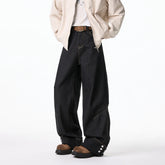 Threebooy Floor jeans men Wide Leg Denim Pants Baggy Low Waist Boyfriend Jeans Personality design Loose Fit Jeans Cyber Grunge Streetwear