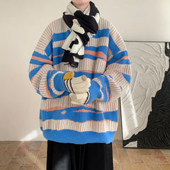 Threebooy New Popular Autumn Winter Chic Pattern Pullover Sweater High Quality Casual Round Neck Knitted Sweater Men's Lazy Pullover