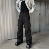 Threebooy New Summer Big Pocket Functional Overalls Men's High Quality Loose High Waist Trousers Fashion Casual Pants Hip Hop Street Style