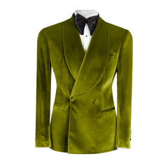 Threebooy Vintage Velvet Wedding Tuxedos Jacket Double Breasted Men Blazers Suit Peaked Lapel Groom Wear Party Sport Coats