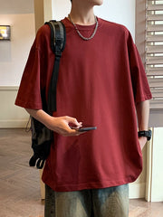 Threebooy Short Sleeve Ice Silk Quick Dry Thin American Style Summer T-Shirt for Men Breathable Loose Fit Polyester round Neck Top