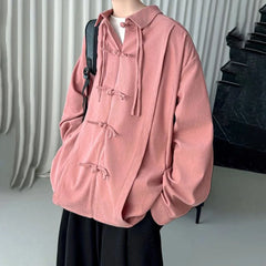 Threebooy Mens Shirt Cheongsam Button Down Hanfu Autumn Streetwear Fashion Chinese Style Youth All-Match Long-Sleeved Tops Men'S Clothing