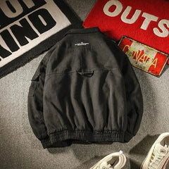 Threebooy Jacket Men's Spring Autumn Tooling Multi-Pocket Casual Zipper Buttons Turndown Collar Loose Air Force Pilot Jackets Coat