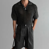 Threebooy New American Popular Men Polo Shirt Luxury Hollow Out Style T-shirt Leisure Short Sleeve Solid Color High Quality Vintage Tops