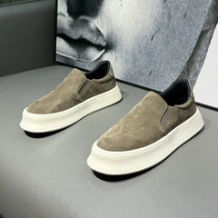 Threebooy Men's Casual Shoes Spring Autumn Winter Low Top Slip-On Fashion Leather Thick Bottom Heightening Soft Insole Lightweight