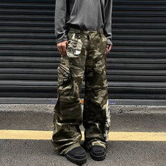Threebooy American Street Three-Dimensional Pocket Straight Overalls For Men 2025 Spring Autumn Fashion Trend Loose Casual Flared Pants
