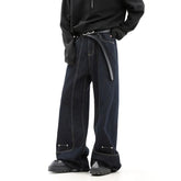 Threebooy Korean Fashion Reverse Design Loose Wide Leg Jeans Men'S Retro High Street Jeans Casual Straight Leg Pants Pants