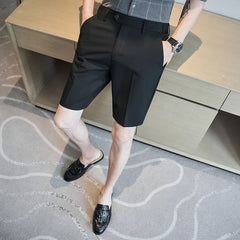 Threebooy British Style Men's Summer Casual Shorts/Male Slim Fit Business Fashion Suit Shorts Plus Size 28-36