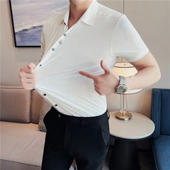 Threebooy Brand Clothing Men's Summer Casual Short-Sleeved Shirt/Camin Men's Slim Fit Short Sleeve Business Shirts Plus Size S-4XL