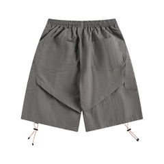 Threebooy Summer Casual Shorts Men Streetwear Harajuku Quick Drying Knee Length Pants Japan Style Pockets Design Outdoor Cargo Short Male