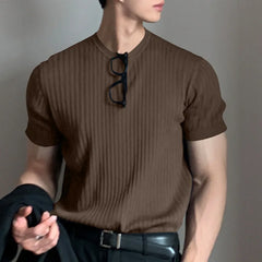 Threebooy Summer Men's Clothing Light Luxury T Shirt Leisure Long Sleeve O Neck Drapped Solid Color Loose Basic Shirt Popular Knitwear