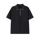 Threebooy Contrast Color Turn-Down Collar Male T-Shirt Short Sleeve Men's Loose Fit Polo Shirt Summer New Menswear