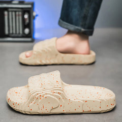 Threebooy Men Summer Casual Slippers Mens Black Slides Slip On Soft Lightweight Indoor Home House Beach Shoes