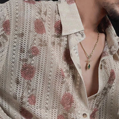 Threebooy Mens Shirts Floral Print Hollow Casual Shirts Streetwear Campus Beach Vacation Hawaiian Long Sleeve Tops Men'S Clothing