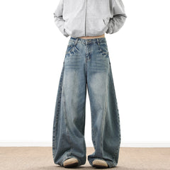 Threebooy Wide Leg Denim Pants Male Loose Cowboy Mopping Trousers baggy Men's Jeans Fashion Handsome Washed Streetwear Casual