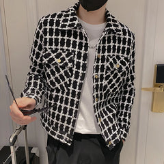 Threebooy New Style Men Spring High Quality Plaid Casual Jackets/Male Slim Fit Fashion Autumn Lapel Plaid Coat S-3XL