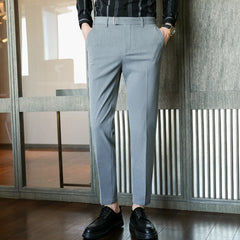 Threebooy British Style Business Formal Wear Suit Pant Men Clothing Simple Slim Fit Casual Office Trousers Straight Pantalones Hombre