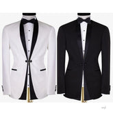 Threebooy Men's Suit 2 Pieces Blazer Pants Bow Collar One Button Sheer Lapel Wedding Work Wear Business Formal