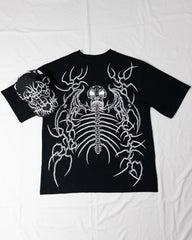 Threebooy Street Goth Punk Black Y2k T Shirt Harajuku Hip Hop Oversized Skull Pattern Printed T Shirts Casual Versatile Tops Streetwear
