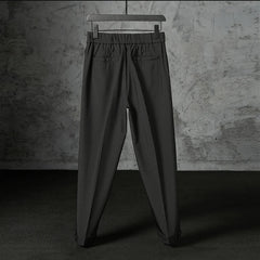 Threebooy New Japanese Retro Velcro Male Suit Pants Light Luxury Straight Draped Business Casual Pants Premium Slim Elegant Ninth Trousers