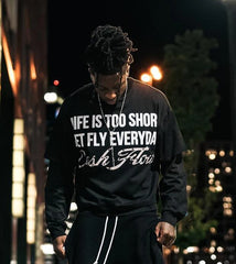 Threebooy Round Neck Y2k Pullover Retro Gothic Hip Hop Letter Pattern Hot Diamond Double Layer Long Sleeved T Shirts Sweatshirt Streetwear