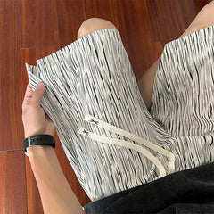 Threebooy Lightweight Striped Casual Shorts Men Elastic Waistband Drawstring Summer NEW Beach Comfort Stretch Outdoor Sports Activewear