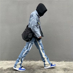 Threebooy European And American Fashion High Street Vintage Jeans Cotton Hand-Painted Casual Denim Straight Pants