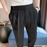 Threebooy Top Quality Naples Drape Suit Pants Men Dress Simple High Waist Business Formal Wear Straight Office Trousers Casual 29-36