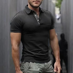 Threebooy Men's Casual Fashion Solid Color Top T-shirt Multi-color Short Sleeve Polo Shirt