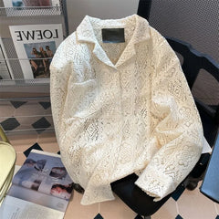 Threebooy 2025 New Design Sense Niche Hollow Sun Protection Long-sleeved Shirt for Men's Summer Loose High-end Top Casual Versatile Jacket