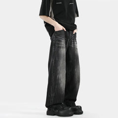 Threebooy American High Street Hip Hop Y2k Loose Jeans Men 2025 Spring And Summer Thin Fashion Trend Washed Straight Flared Trousers Men