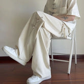 Threebooy New Chinese Style Chinese Style Buckle Ice Silk Men's Summer Thin Loose Straight Wide-leg High-end Casual Men's Pants