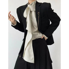 Threebooy Japanese Retro High-end Coat High-end Suit Korean Trendy Solid Slim JacketMen Women Neutral Style Design Blazer Chic
