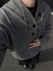 American Hip Hop High Street Men and Women Trendy Personalized Hooded Knitted Sweater Couple Loose Retro Harajuku Casual Top y2k