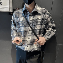 Threebooy ClothingMen's Spring High Quality Long Sleeve Shirts/Male Loose Plaid Lapel Casual Club Shirts M-2XL