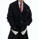 Threebooy Winter Male Solid Color Long-Sleeved Sweater Cardigan American Retro Fashion Trend High Street Loose Casual Niche Men's Top