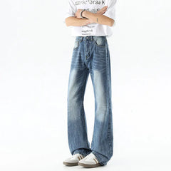 Threebooy Fashion wide leg jeans Men trend Casual Pantsbell-bottoms unisex washed Jeans Skinny Work Trousers Male Jeans Men Clothing