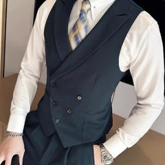 Threebooy Japanese High-end Smart Casual Vest Men's Vest Pants Set Korean Elegant Wear 2025 Summer New Blazer Vest Aesthetic Waistcoat