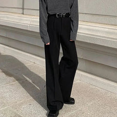 Threebooy Mens Trousers British Style Light Casual Pants Autumn Versatile Simple Comfortable Straight Pants Men'S Clothing (No Belt)