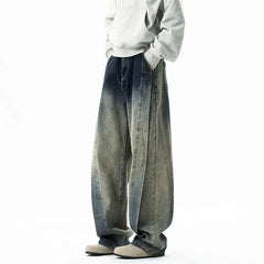 Threebooy New High Street Patchwork jeans men Personality design Trousers Harajuku Retro Washed Baggy Jeans Men Street Straight Leg Pants
