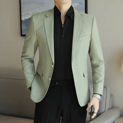 Threebooy New Men's Fashion Leisure Suit for Commute, Street, and Travel with Slim-Fit Single-Breasted Jacket in S-5XL Sizes