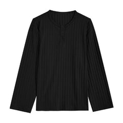 Threebooy New Japanese Fashion Men Henry Collar T-shirt Light Luxury Solid Color Long Sleeve Tops Leisure Light Business Basic Shirt M-3XL