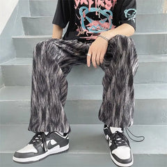 Threebooy Tie-dye Ice Silk Pants for Men in Summer Thin American Style Loose Straight-tire Brand High-end Casual