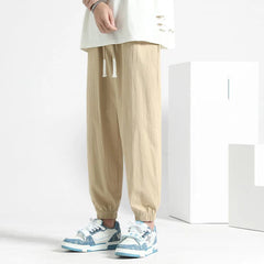 Threebooy Men Trendy Simple Streetwear Y2K Pockets Thin Harem Pants Summer Casual Solid Loose Comfortable Breathable Sweatpants Pantalones