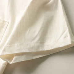 Threebooy Japanese Linen Tops Summer Korean Style Men's Embroidered Loose Casual Cuban Collar Short-sleeved Shirt Aesthetic Academy Chic