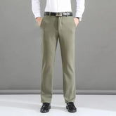 Threebooy Thicken Business Whisper Suit Pants Casual Straight Loose Autumn Men No Ironing Elastic Thermal Solid Color Big Size Trousers
