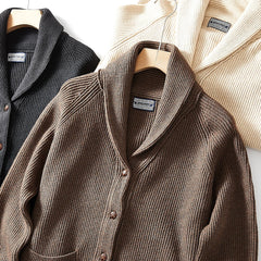 Threebooy American Casual Sweater Cardigan High-end Autumn Winter Green Fruit Collar Cardigan Elegant Comfortable Knitted Sweater Jacket